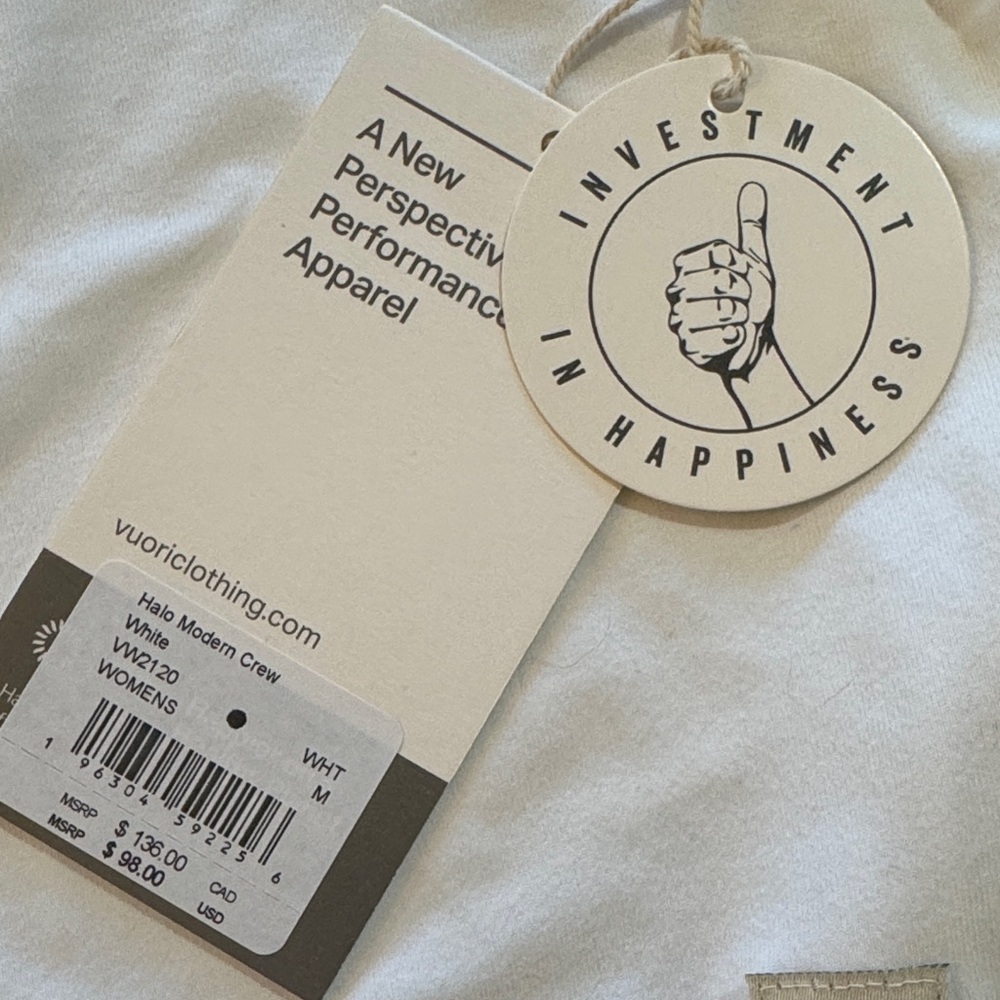 White Cropped Vuori Crewneck Sweatshirt - Picture 3 of 6